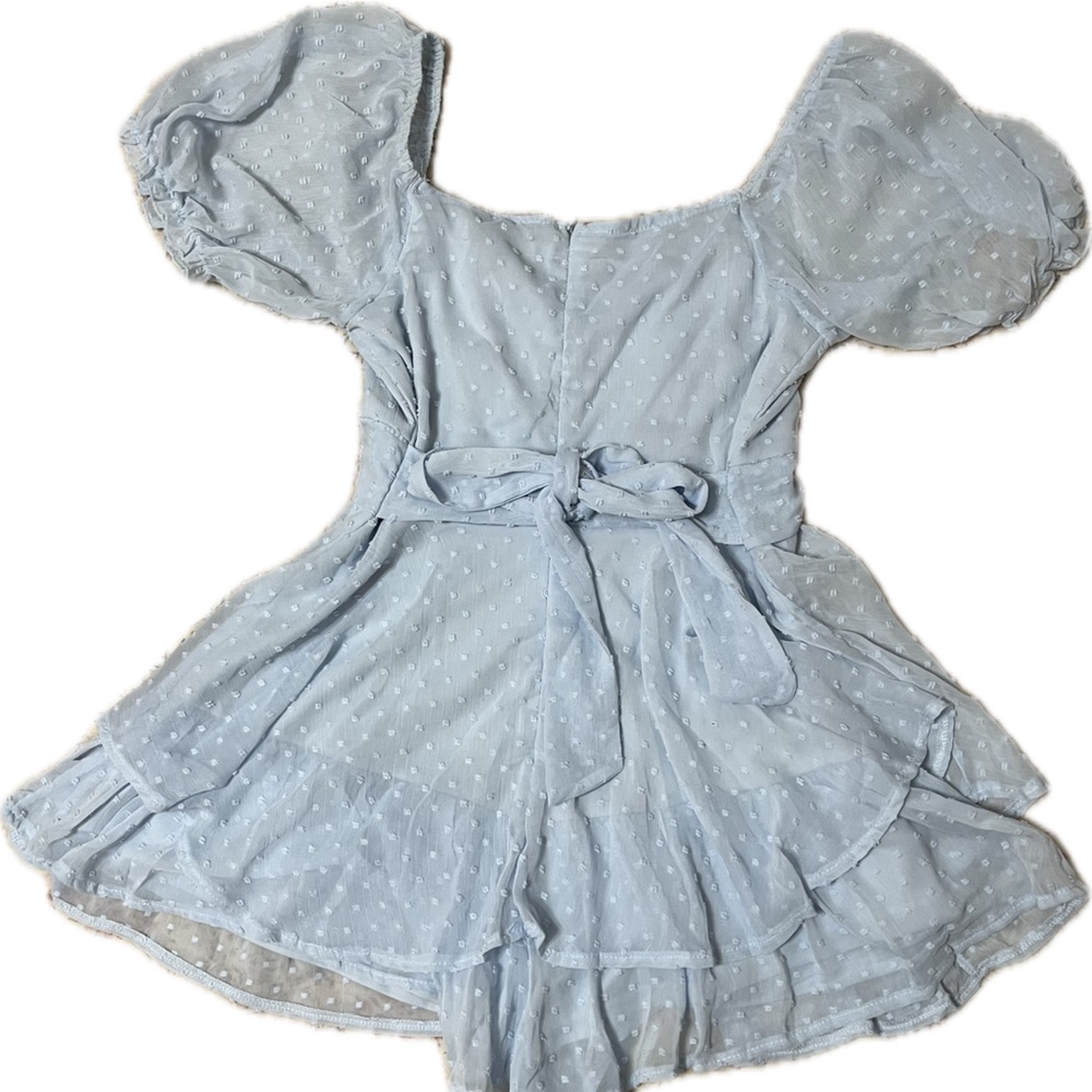 Boutique Sky Boue Romper with Swiss Dots